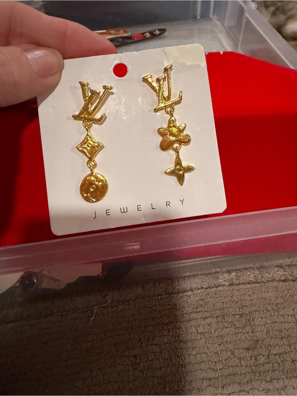 Gold-tone Monogram Drop Earrings - Women Jewelry, fashion jewelry